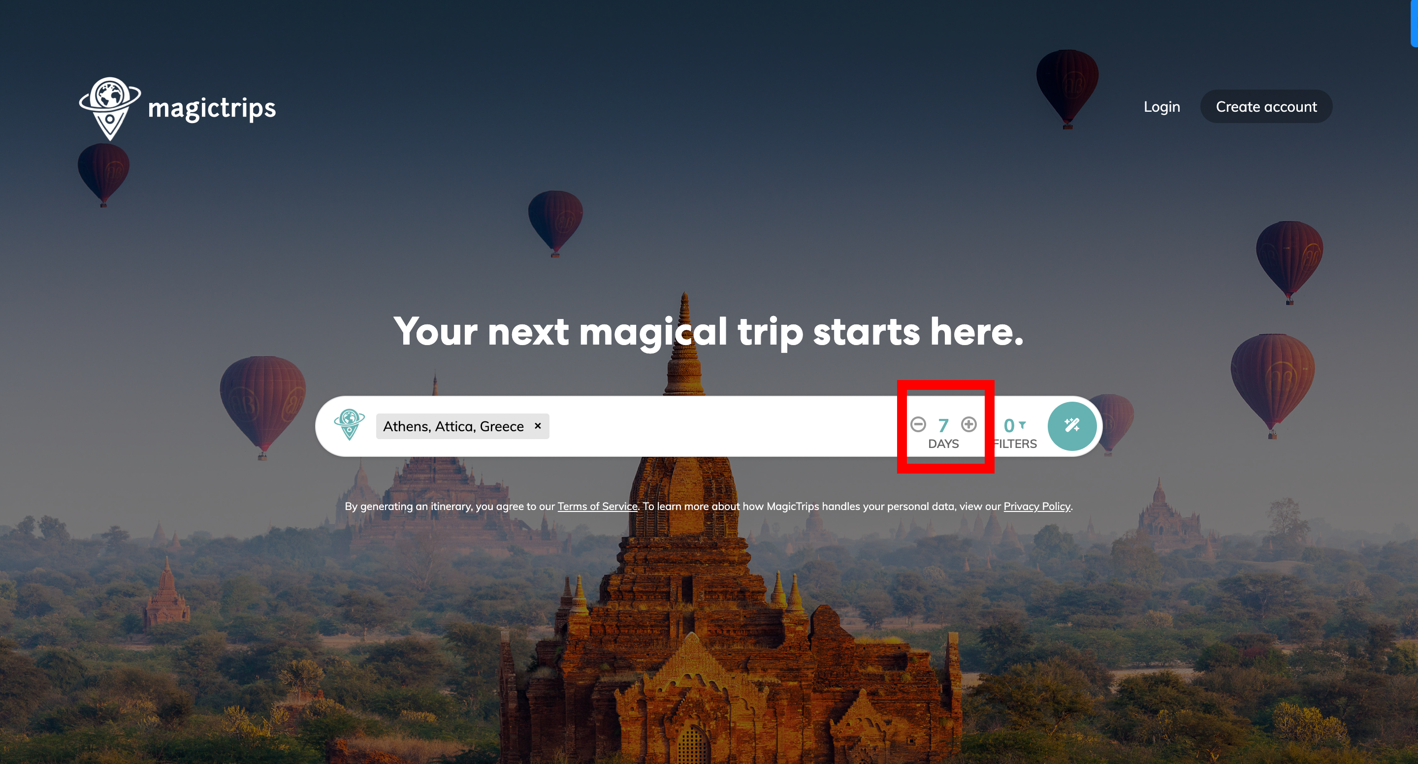MagicTrips.ai trip duration selection